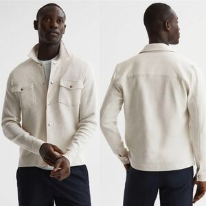 REISS Cream Cofax Cotton Twin Pocket Overshirt Jacket